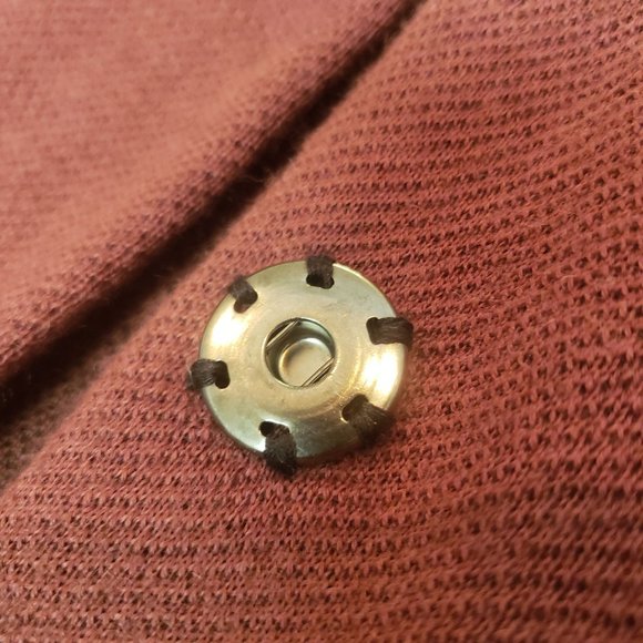 Soft Suroundings coat knit Large button snap bell sleeve maroon black roses - Picture 7 of 15